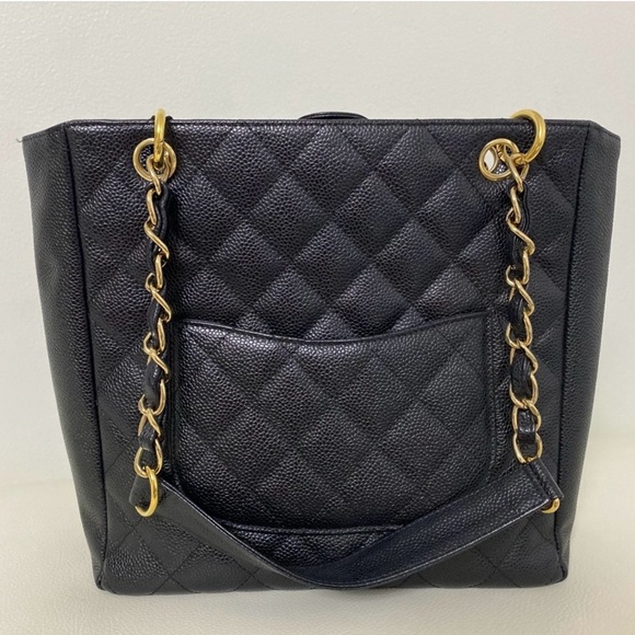 CHANEL Petite Shopping Tote (PST) in quilted caviar leather - Picture 9 of 15